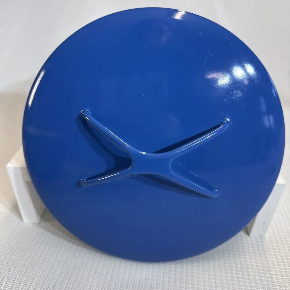 Vintage 2 Quart Blue Enamel Cookware Pot Casserole With Trivet Lid